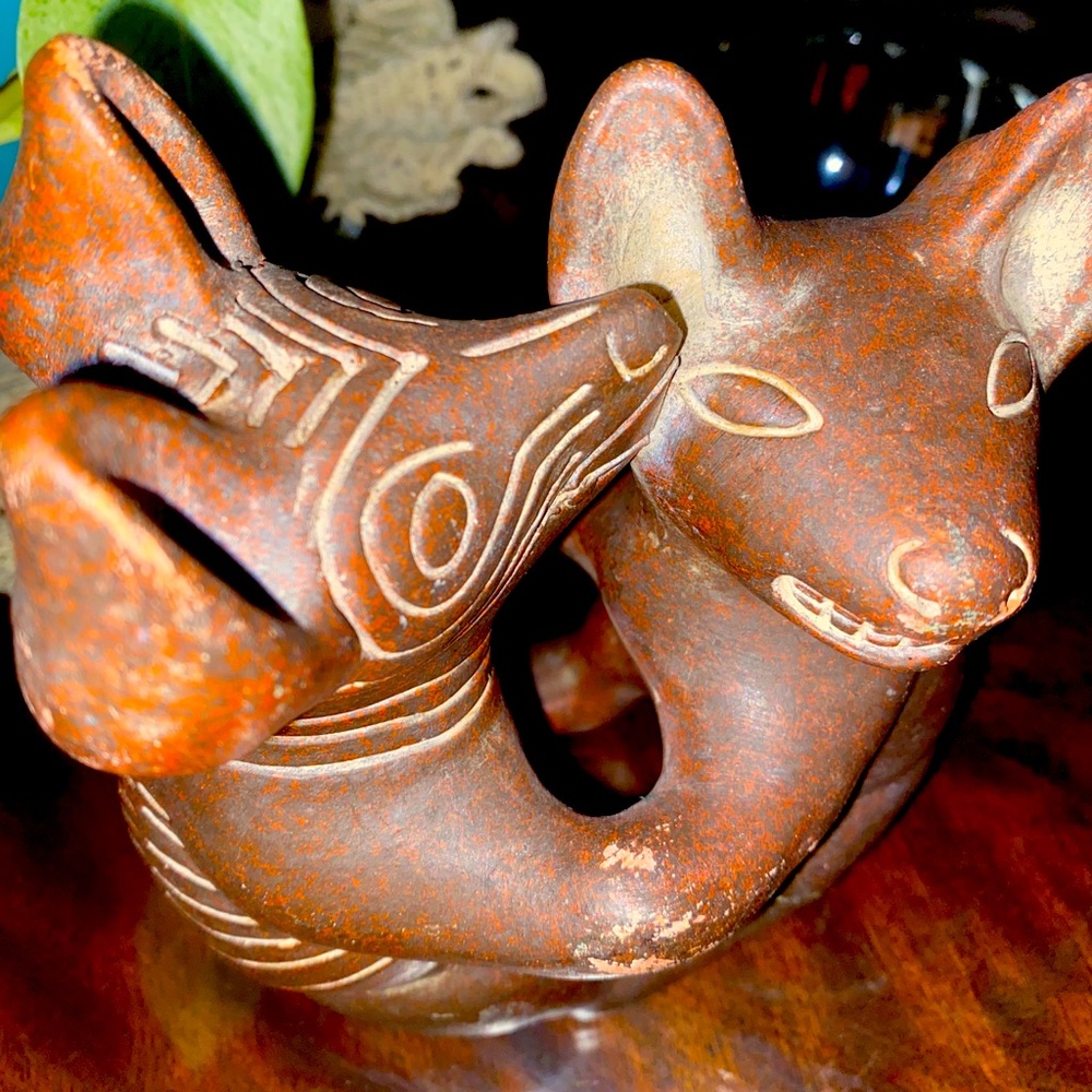 Vintage Mexico Red Clay “Ancient Dancing Colima Dogs” - Picture 5 of 11